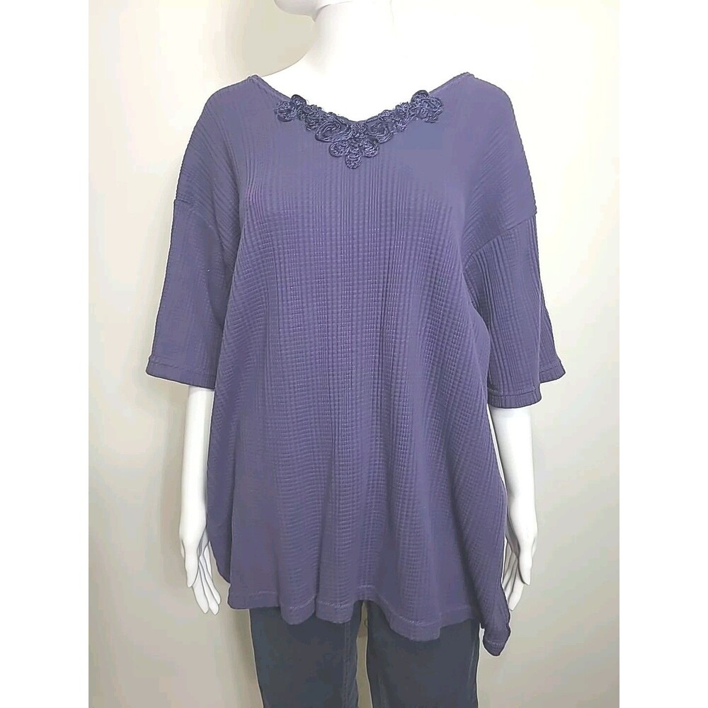 Extra Touch International Top Womens Plus Size 3X Purple Short Sleeve